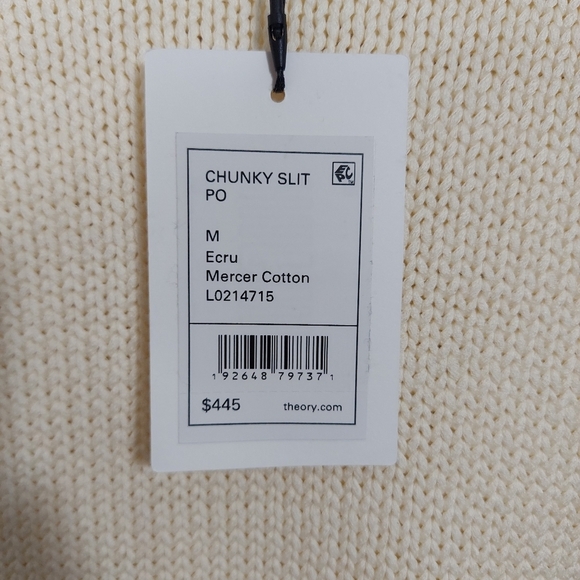 NWT Theory Chunky Knit Slit Pullover Sweater Ecru Medium - Picture 9 of 9